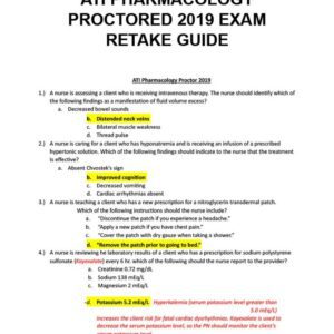 ATI Pharmacology proctored exam 2019 exam retake guide