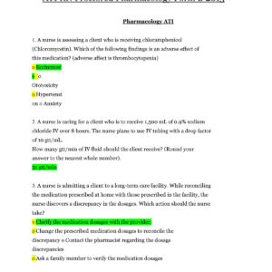 ATI Pharmacology Proctored Exam 2022/2023