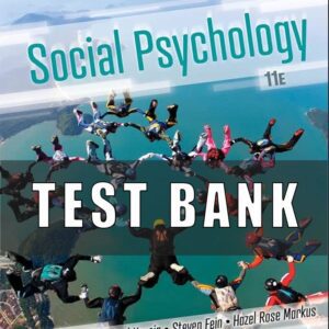 Test Bank for Social Psychology, 11th Edition, Saul Kassin, Steven Fein, Hazel Rose Markus