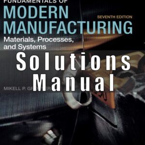 Solution Manual for Fundamentals of Modern Manufacturing Materials Processes and Systems, 7th Edition, Mikell P. Groover